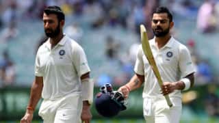 IND vs AUS, 1st Test, Dinner Report: भारत ने पहले सेशन में महज 1.64 की रन रेट से की बल्‍लेबाजी, मैदान में पुजारा-कोहली